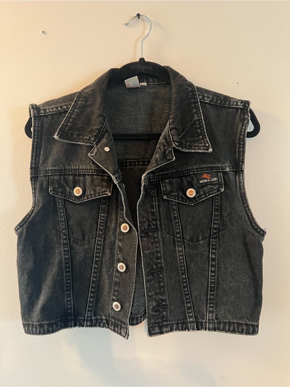 Kids Black Denim Sleeveless Jacket